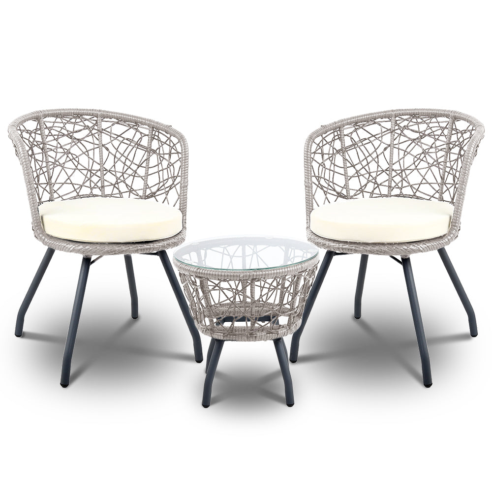 Round Outdoor Patio Chair and Table - Grey - House Things Furniture > Outdoor