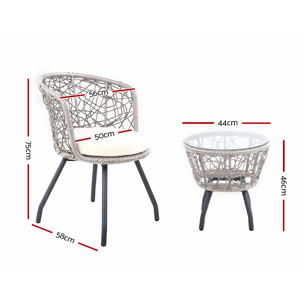 Round Outdoor Patio Chair and Table - Grey - House Things Furniture > Outdoor