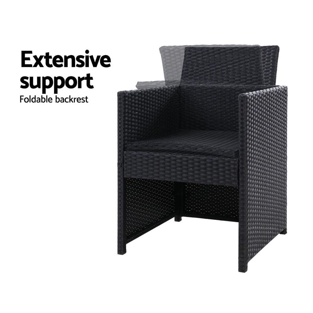2 x Wicker Outdoor Dining Chairs  Black - Housethings 
