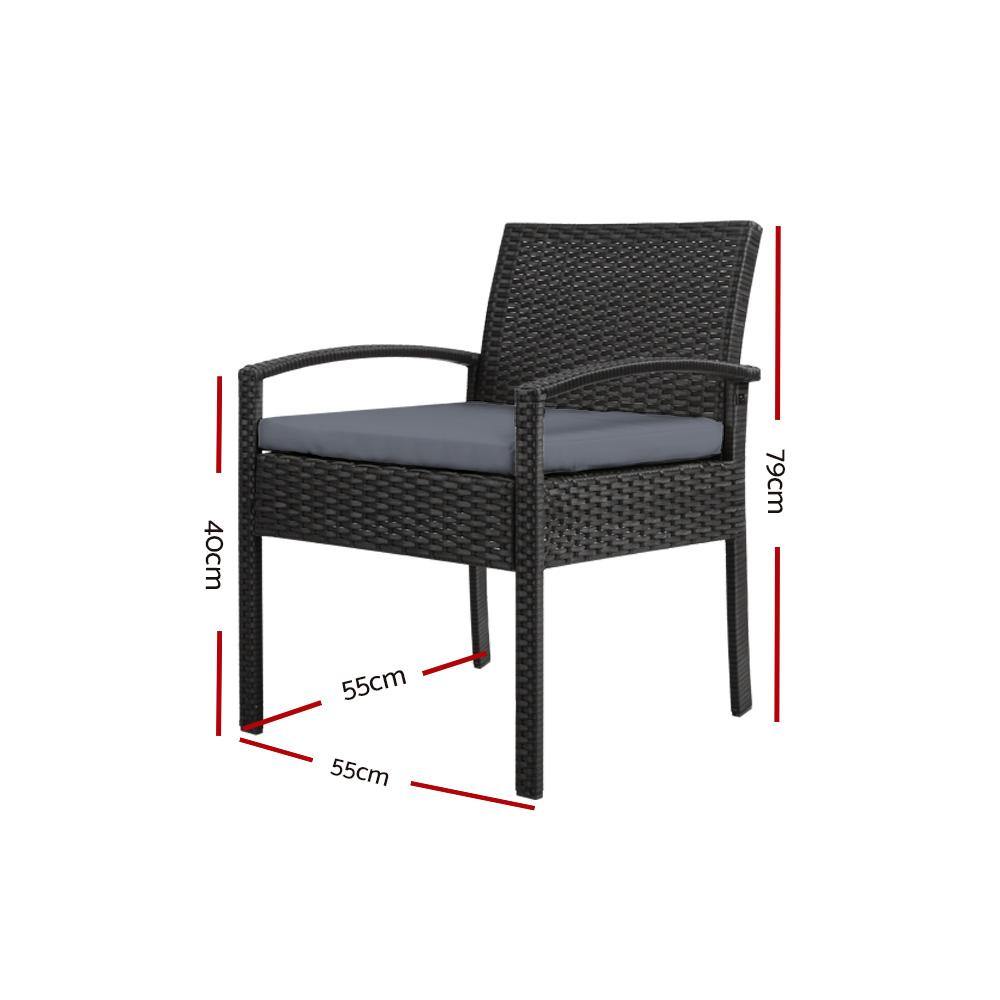 2 x Wicker Outdoor Dining Chairs Black - House Things Furniture > Outdoor