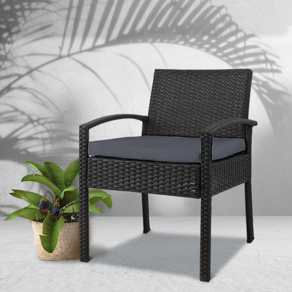 Outdoor Furniture Bistro Wicker Chair Black - House Things Furniture > Outdoor
