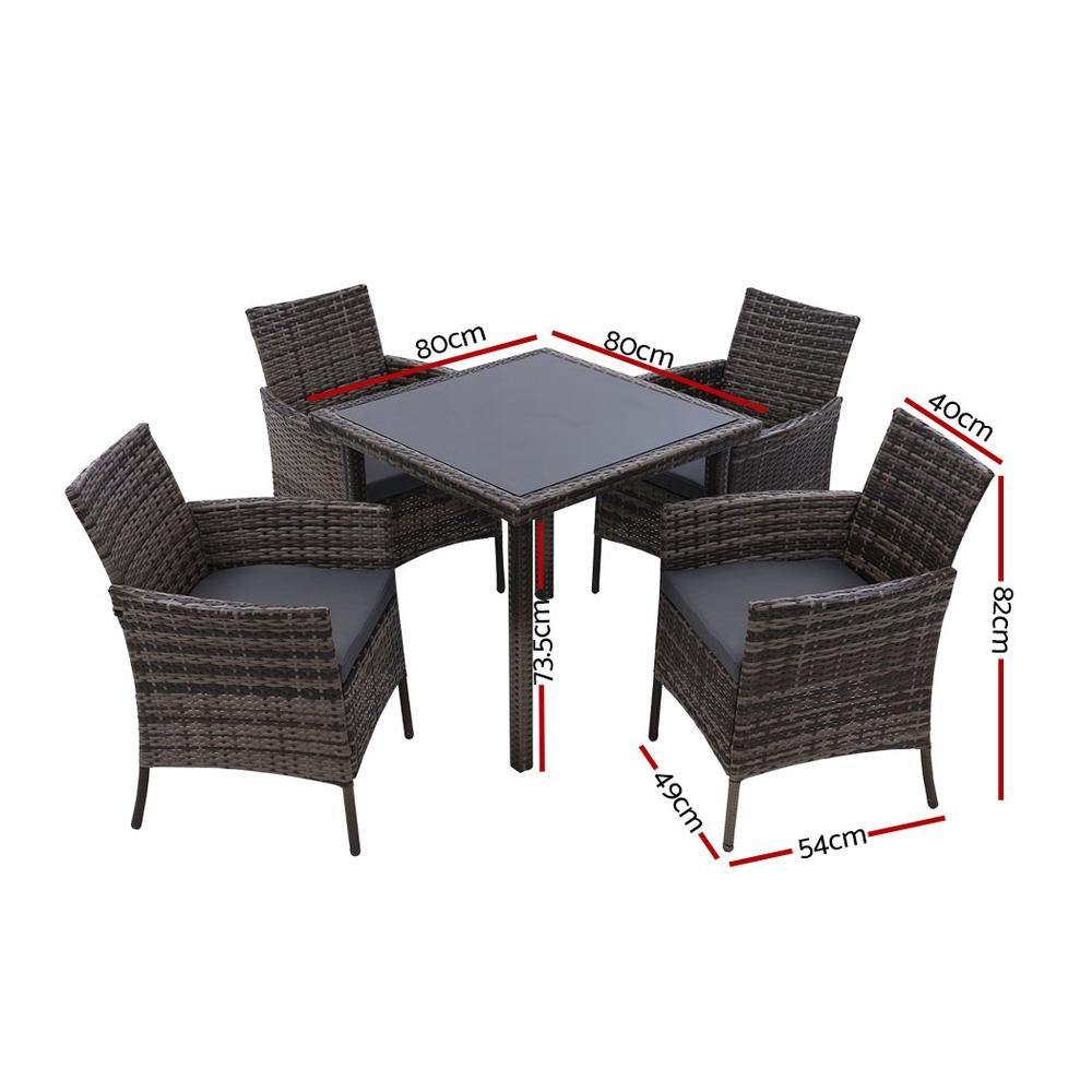 Outdoor Dining Set Wicker Chairs Table 5PCS - Housethings 