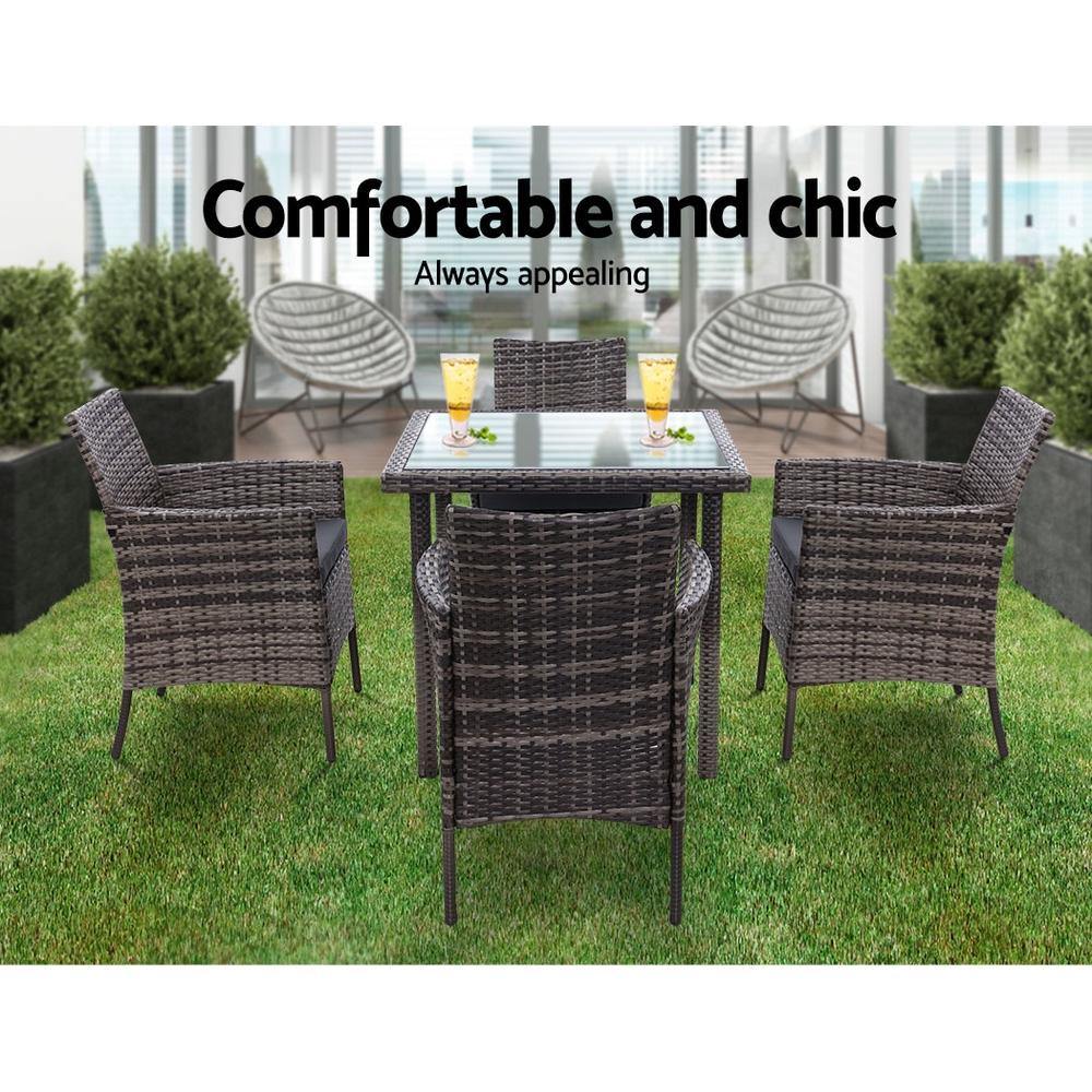 Outdoor Dining Set Wicker Chairs Table 5PCS - Housethings 