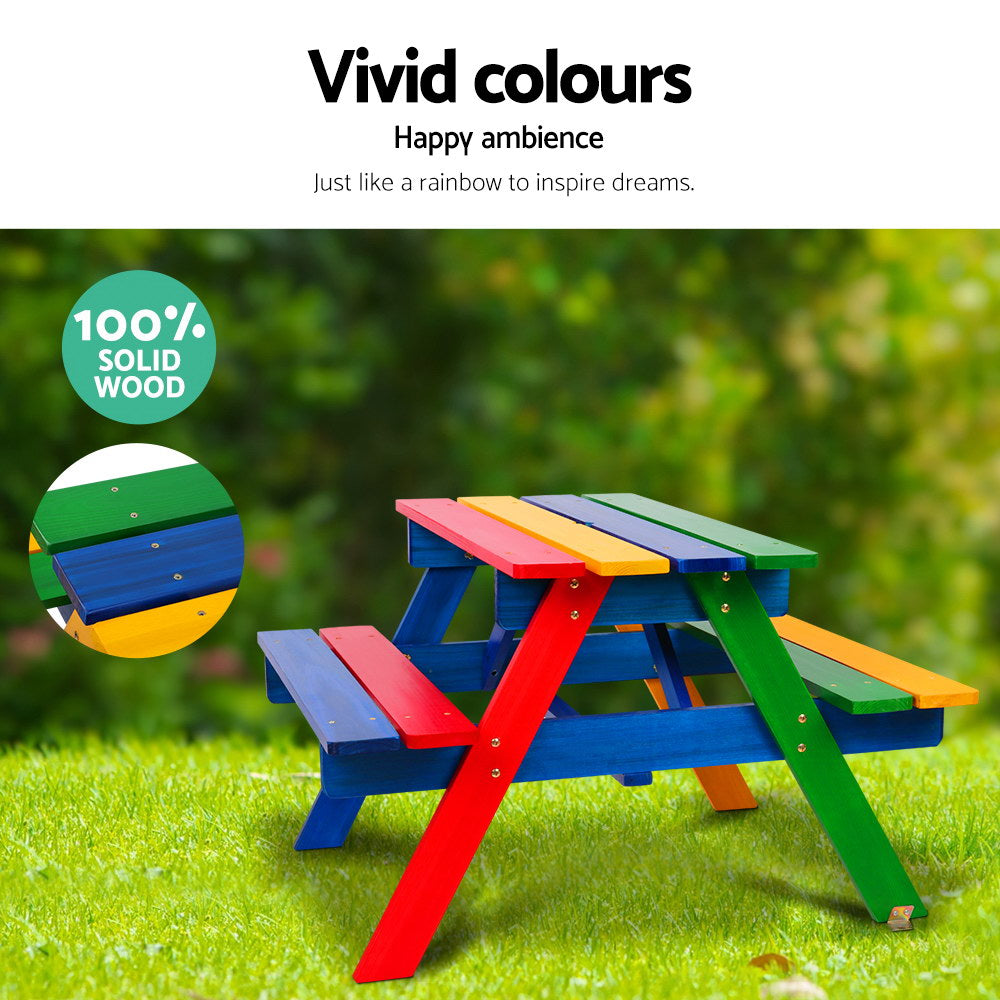 Kids Wooden Picnic Table Set with Umbrella - House Things Baby & Kids > Kids Furniture