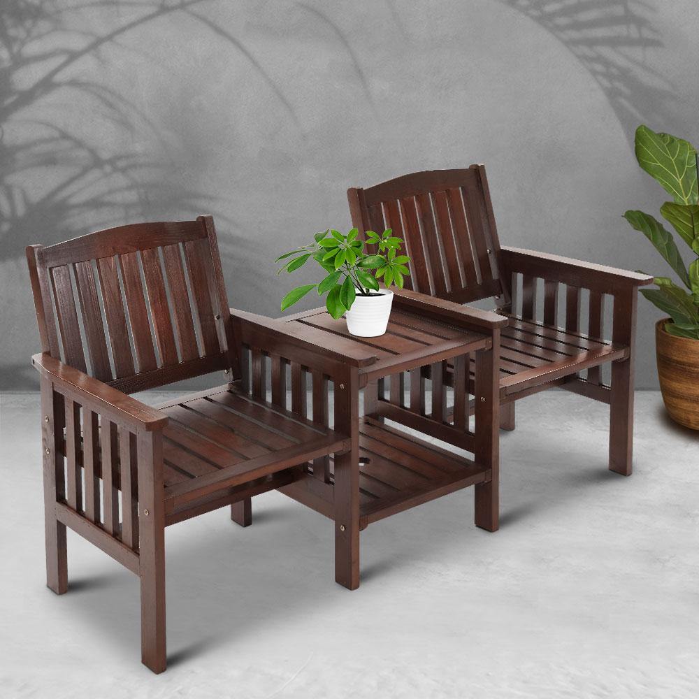 Wooden Garden Loveseat Bench Chair Table - House Things Furniture > Outdoor