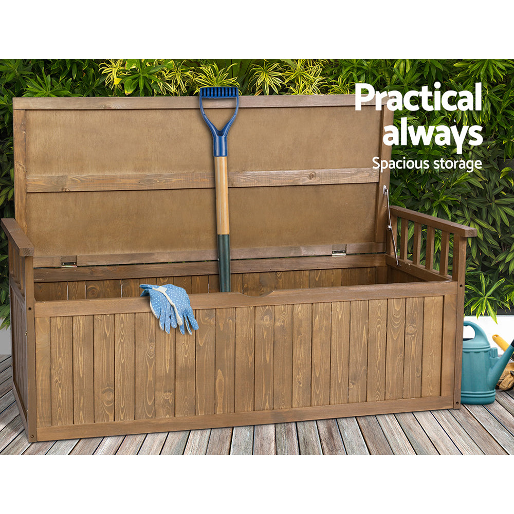 Outdoor Storage Box Wooden Garden Bench 128.5cm Chest XL - House Things Home & Garden > Storage