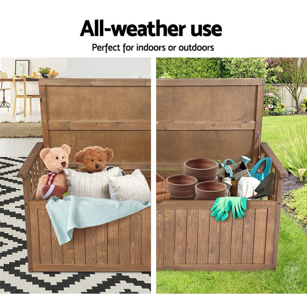 Outdoor Storage Box Wooden Garden Bench 128.5cm Chest XL - House Things Home & Garden > Storage