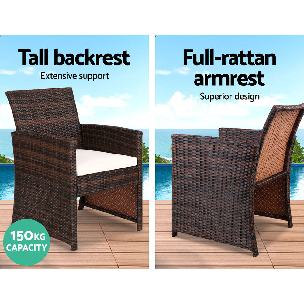 Set of 4 Outdoor Wicker Chairs & Table - Brown - House Things Furniture > Outdoor