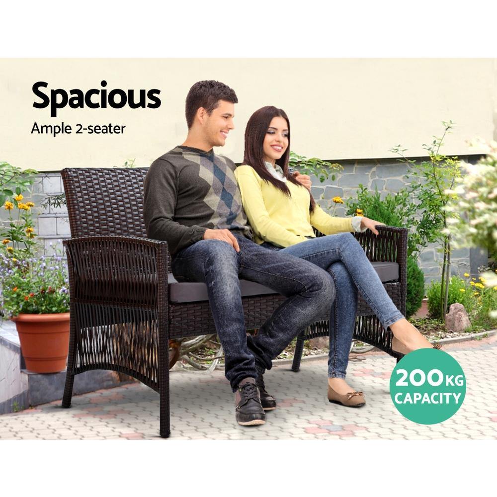 Outdoor Furniture Rattan Set Wicker Cushion 4pc Black - House Things Furniture > Outdoor