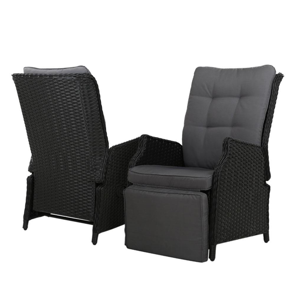 2 x Recliner Chairs Sun lounge Setting Wicker Sofa - House Things Furniture > Outdoor