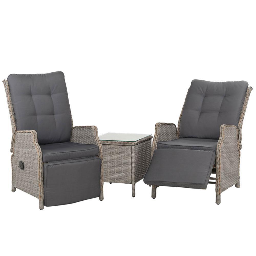 2 x Recliner Sun lounge Setting Wicker - House Things Furniture > Outdoor