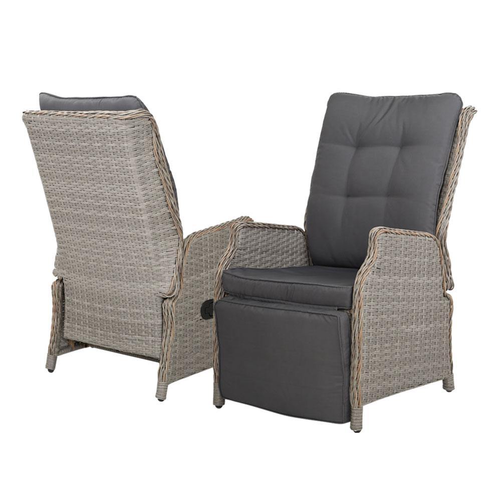 2 x Recliner Sun lounge Setting Wicker - House Things Furniture > Outdoor