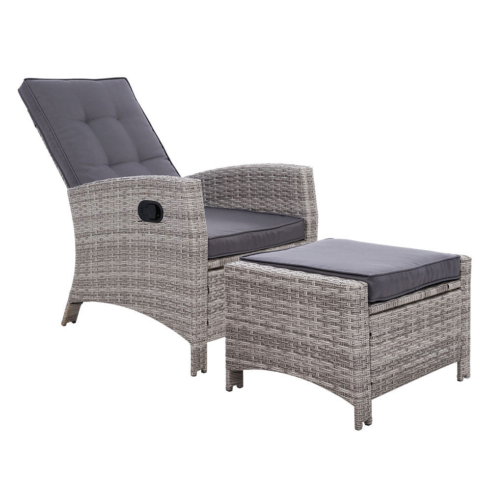 Sun lounge Recliner Day Bed Ottoman Grey - House Things Furniture > Outdoor