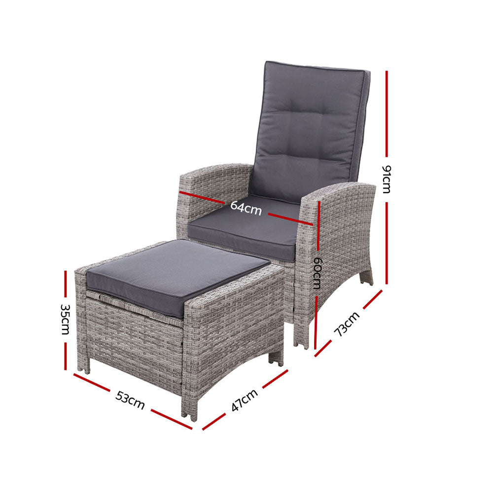 Sun lounge Recliner Day Bed Ottoman Grey - House Things Furniture > Outdoor