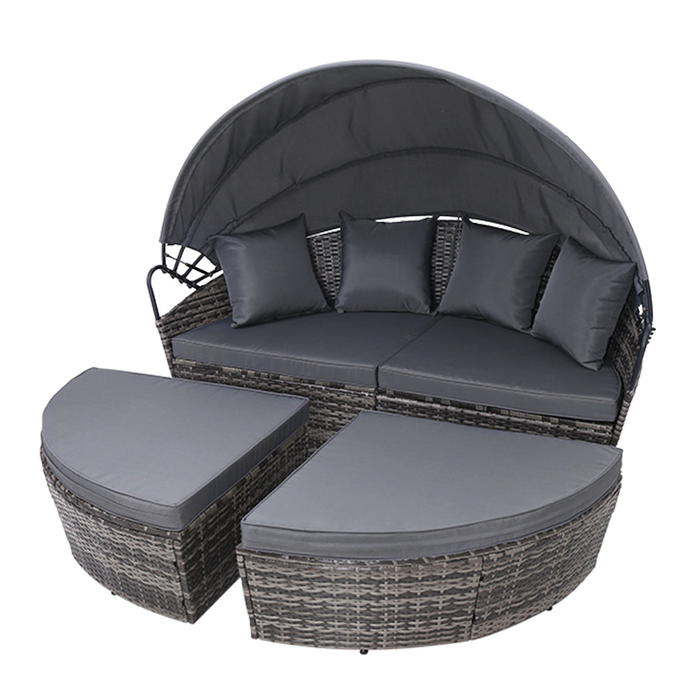 Outdoor Lounge Sofa Wicker Cushion Grey - House Things Furniture > Outdoor