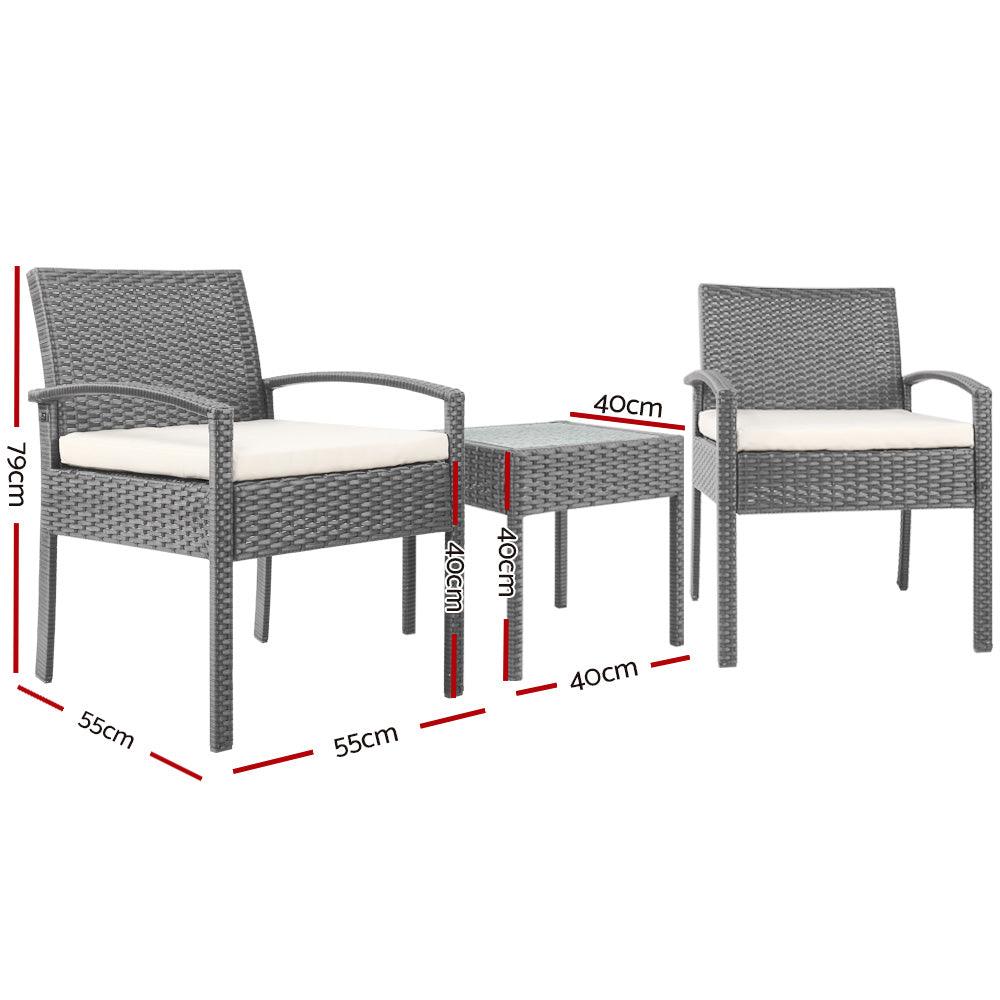 3-piece Outdoor Set - Grey - House Things Furniture > Outdoor