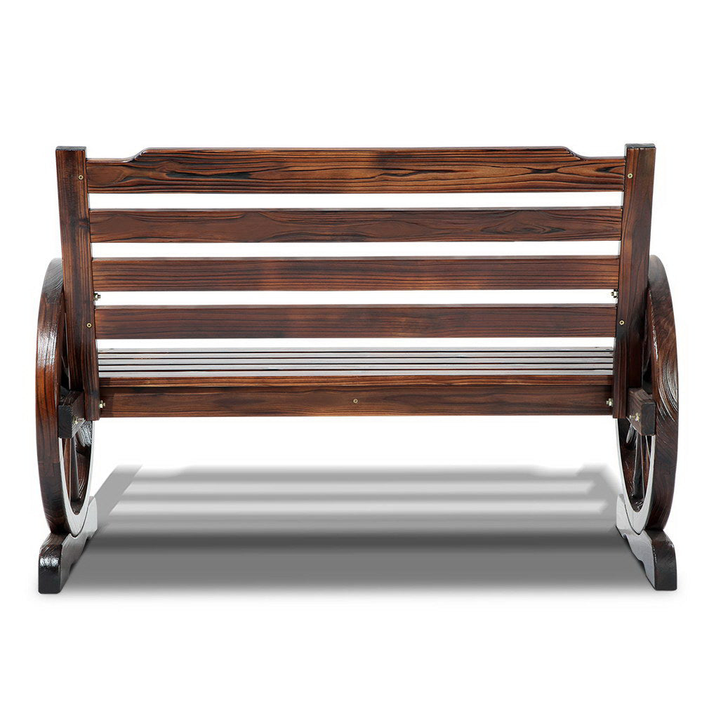 Wooden Wagon Wheel Bench - Brown - House Things Furniture > Outdoor