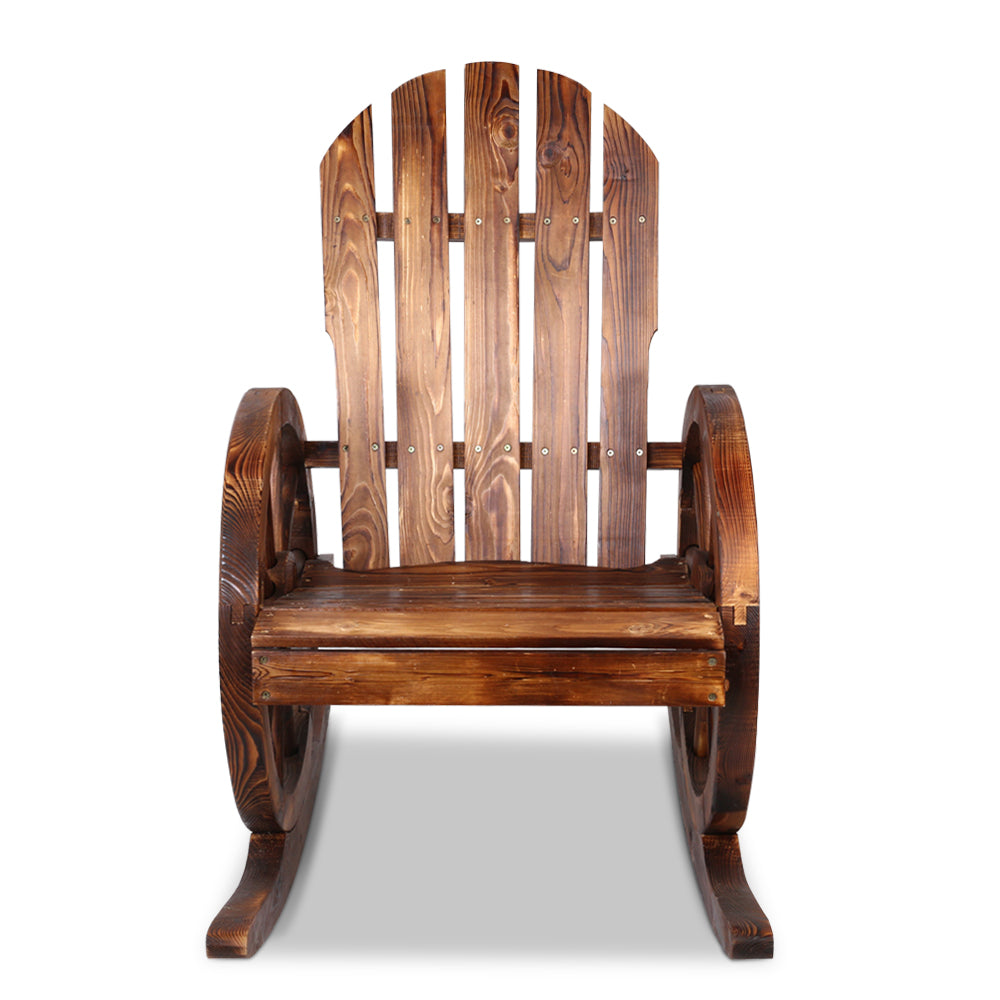 Wagon Wheels Rocking Chair - Brown - House Things Furniture > Outdoor
