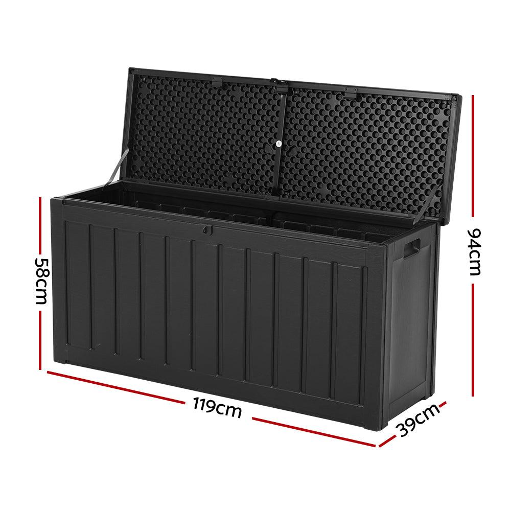 240L Outdoor Storage Box Lockable Bench Seat Garden Deck Toy Tool Sheds - House Things 
