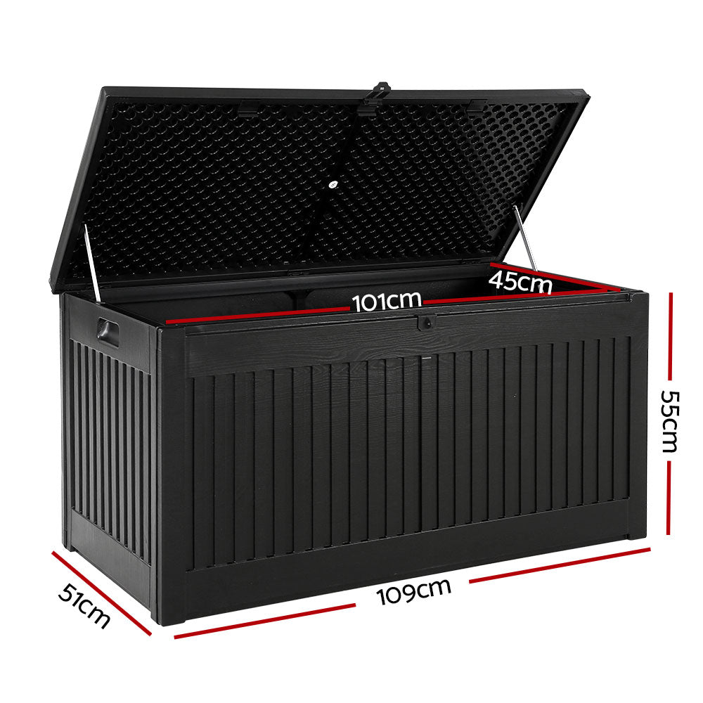 Outdoor Storage Box Container Garden Toy Indoor Tool Chest Sheds 270L Black - House Things Home & Garden > Storage