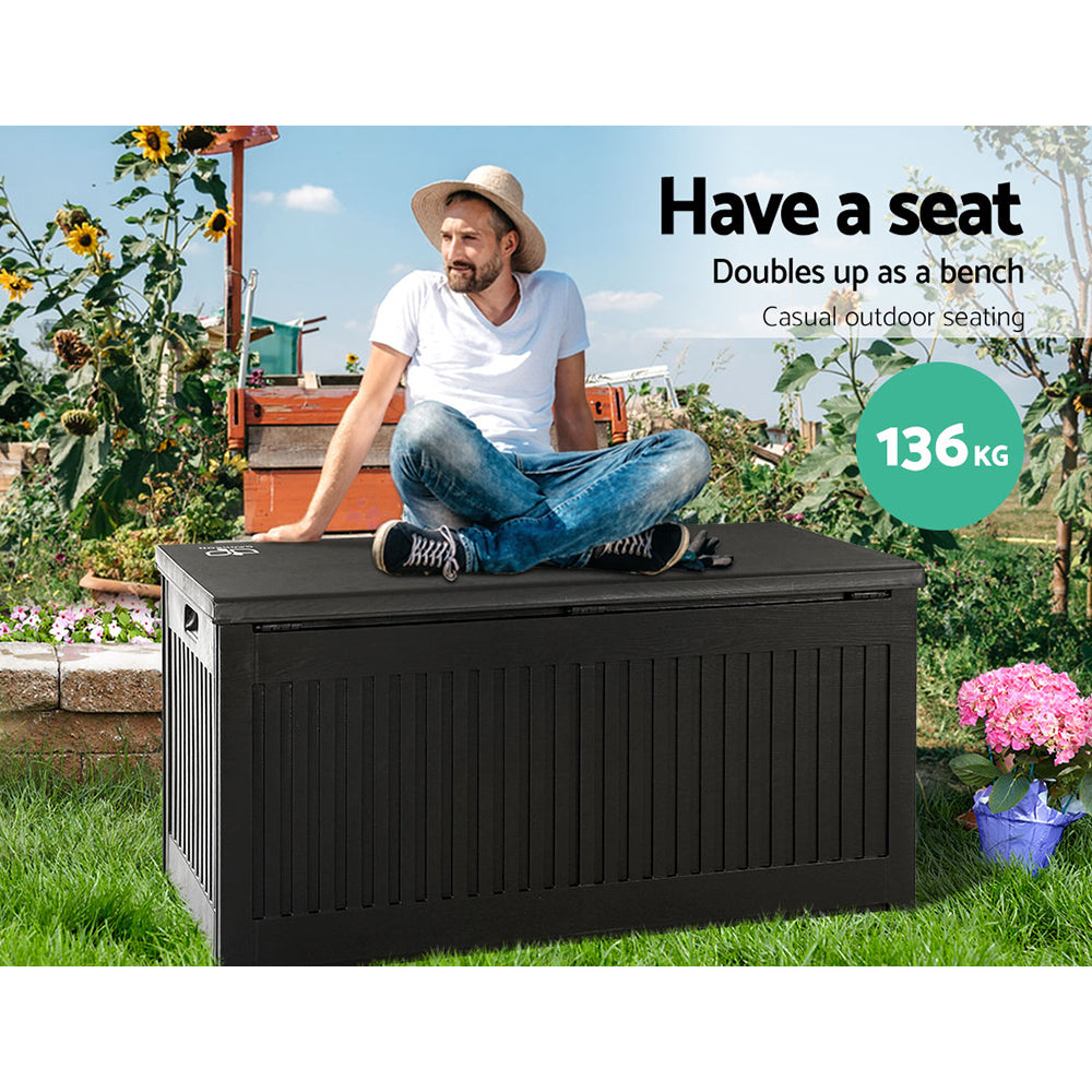 Outdoor Storage Box Container Garden Toy Indoor Tool Chest Sheds 270L Black - House Things Home & Garden > Storage