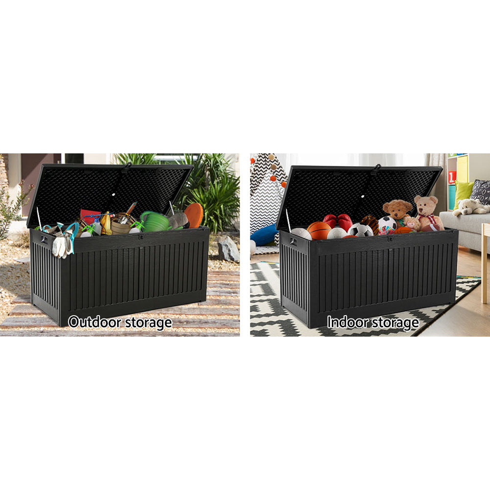 Outdoor Storage Box Container Garden Toy Indoor Tool Chest Sheds 270L Black - House Things Home & Garden > Storage