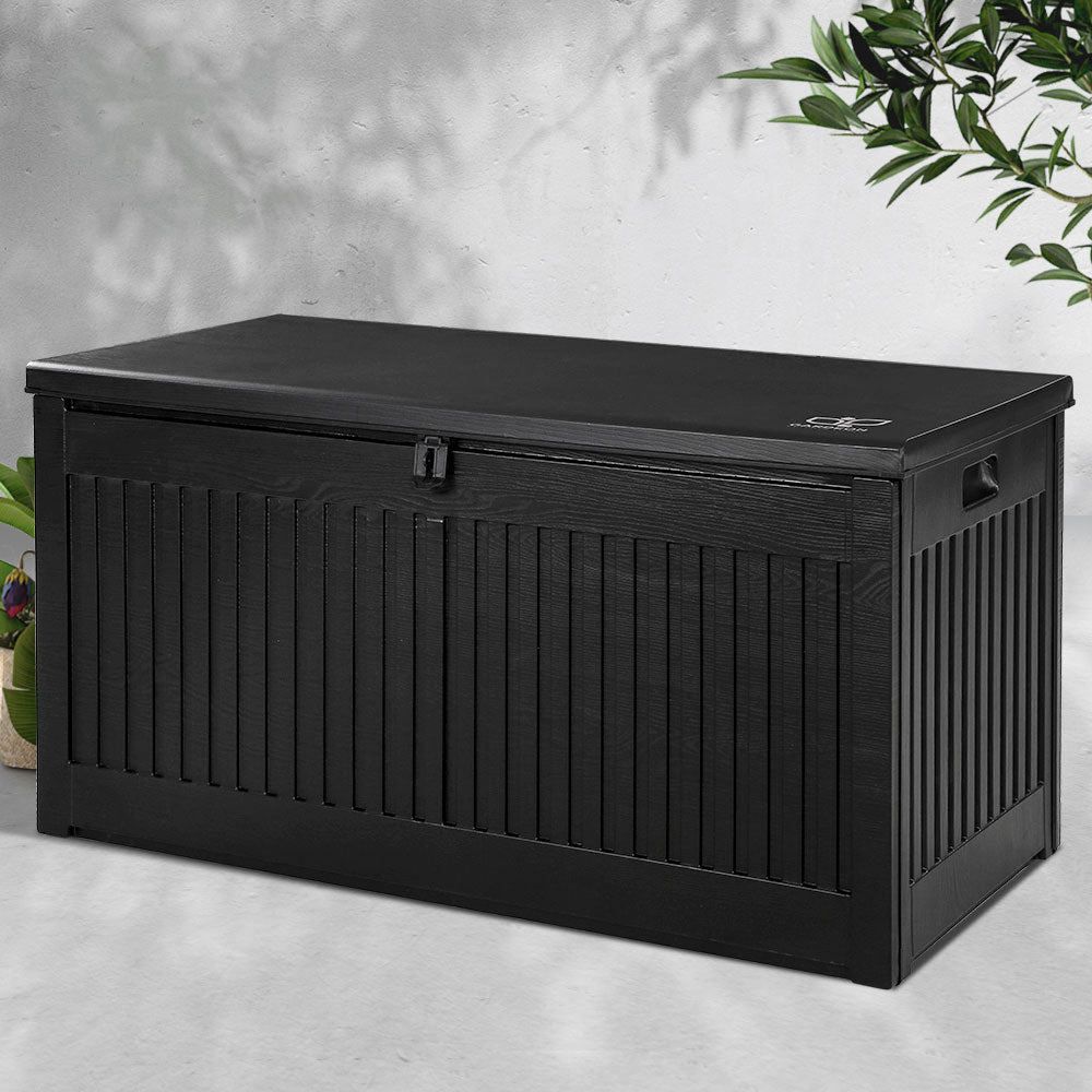 Outdoor Storage Box Container Garden Toy Indoor Tool Chest Sheds 270L Black - House Things Home & Garden > Storage