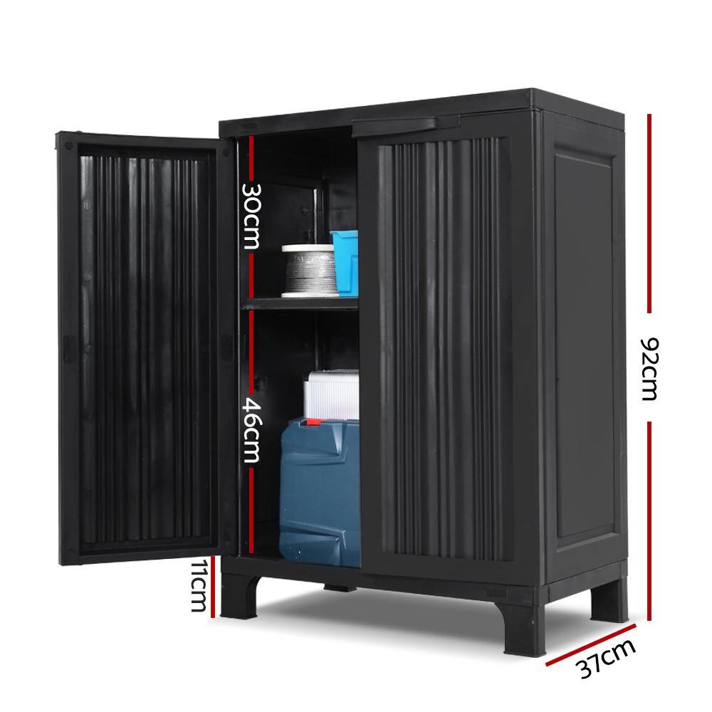 Lockable Outdoor Storage Cabinet Cupboard Black - House Things Home & Garden > Storage