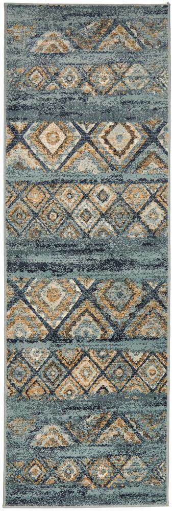 Oxford Mayfair Contrast Blue Runner Rug - House Things Oxford Collection