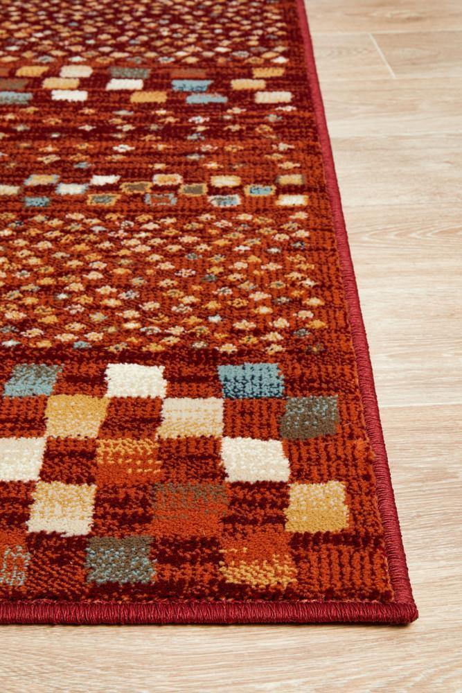 Oxford Mayfair Squares Rust Rug - House Things Oxford Collection