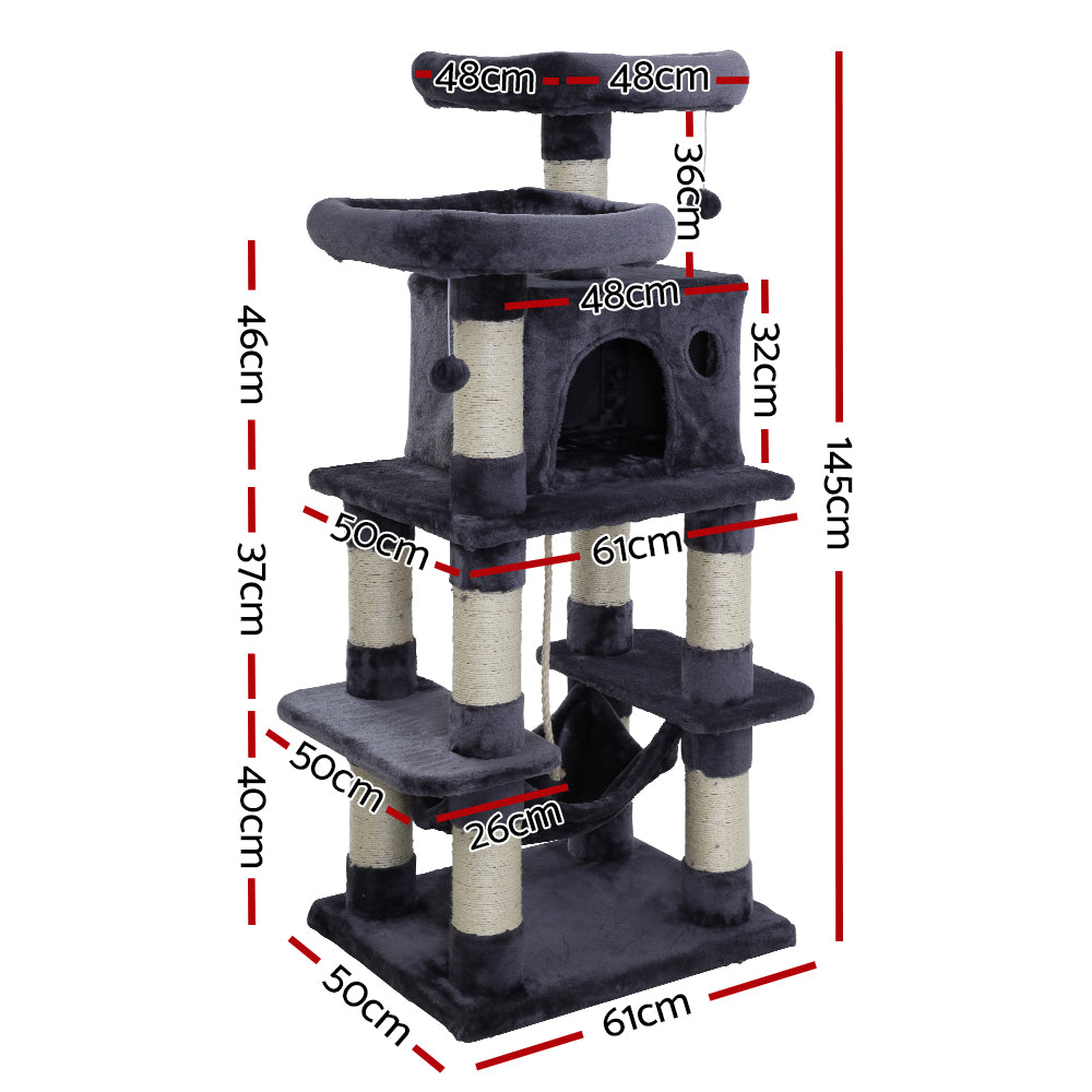 i.Pet Cat Tree Trees Scratching Post Scratcher Tower Condo House Furniture Wood - House Things Pet Care > Cat Supplies