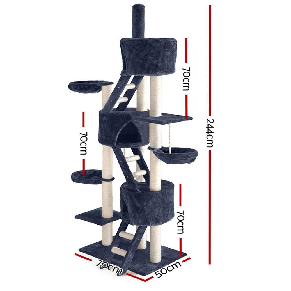 Cat Tree 244cm Post Scratcher Tower - House Things Pet Care > Cat Supplies