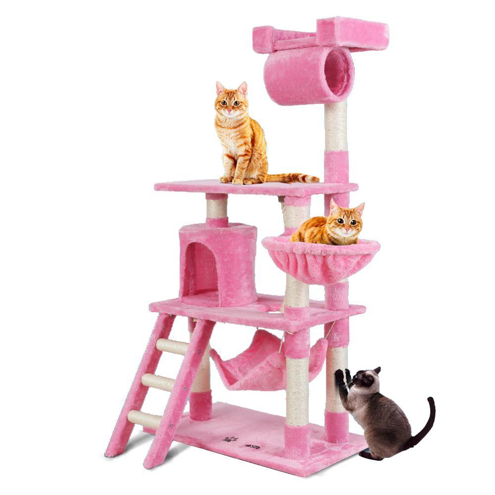 Cat Tree 141cm Trees Scratching Post Scratcher Pink - Housethings 