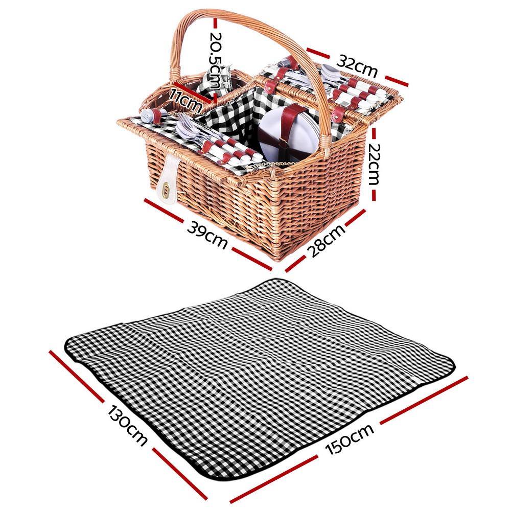 Alfresco Picnic Basket 4 Person Insulated Blanket - House Things Outdoor > Camping