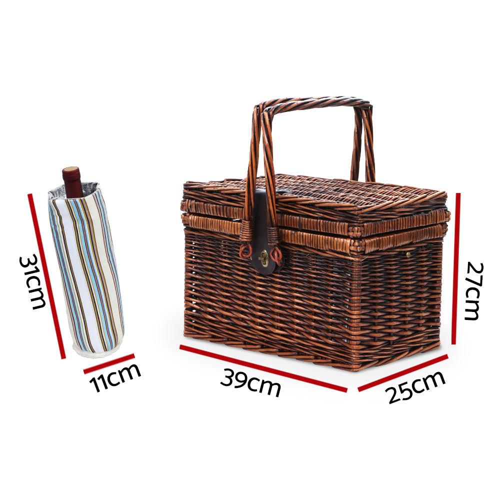 Alfresco Deluxe 4 Person Picnic Basket Set Folding Outdoor Insulated Liquor bag - House Things Outdoor > Picnic
