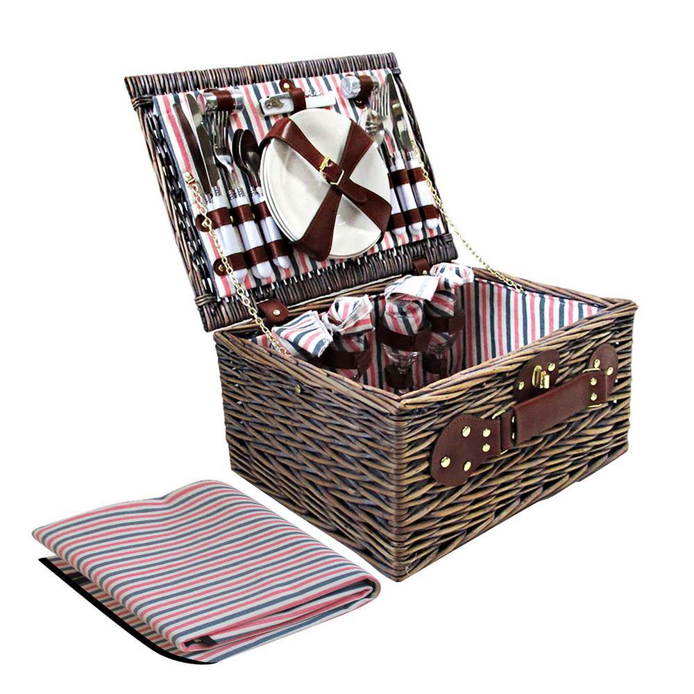 4 Person Picnic Basket with Blanket - House Things Outdoor > Picnic