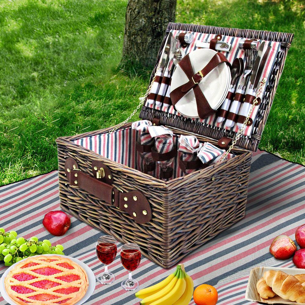 4 Person Picnic Basket with Blanket - House Things Outdoor > Picnic
