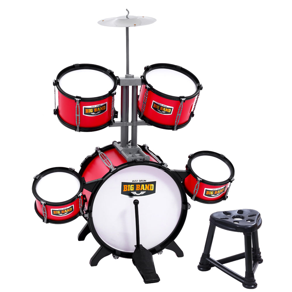 Keezi Kids 7 Drum Set Junior Drums Kit Musical Play Toys Childrens Mini Big Band - House Things Baby & Kids