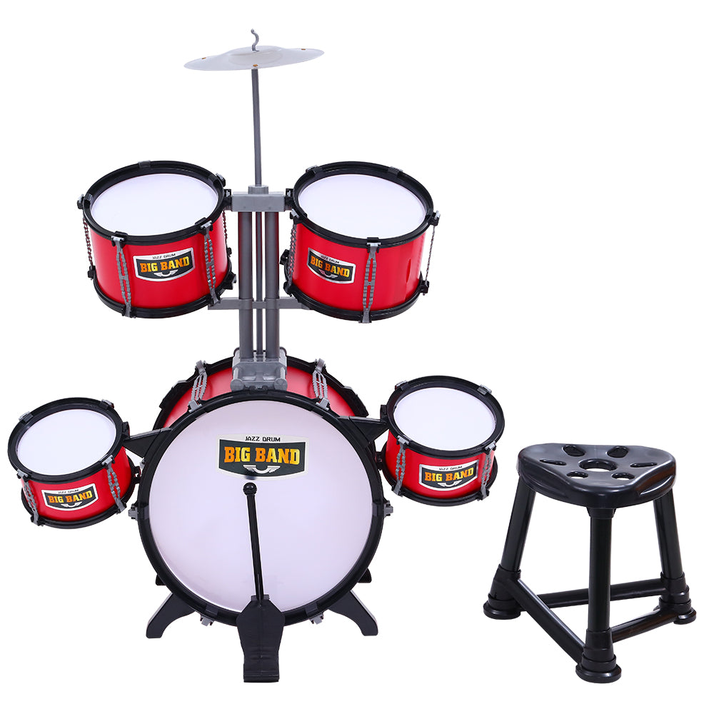 Keezi Kids 7 Drum Set Junior Drums Kit Musical Play Toys Childrens Mini Big Band - House Things Baby & Kids