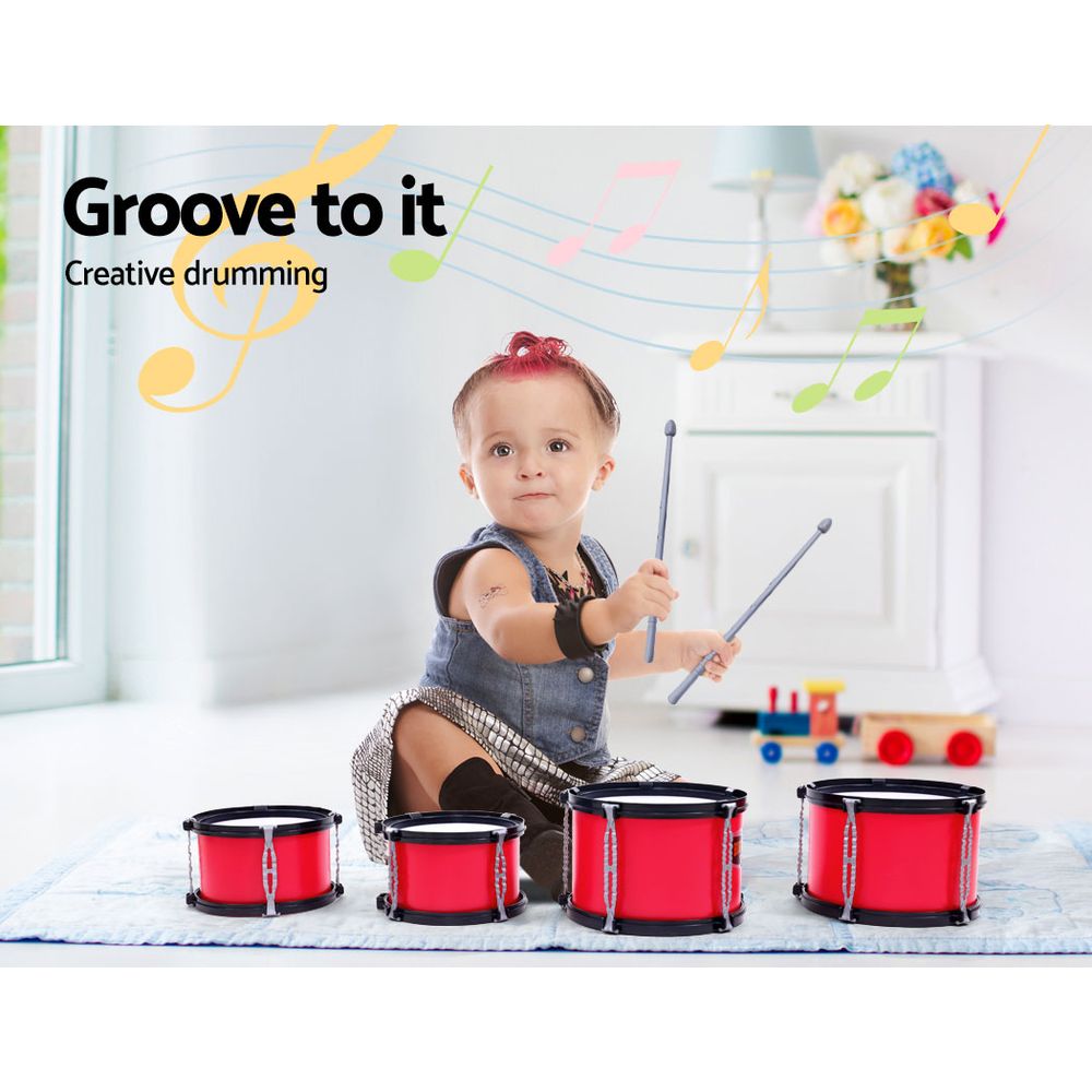 Keezi Kids 7 Drum Set Junior Drums Kit Musical Play Toys Childrens Mini Big Band - House Things Baby & Kids