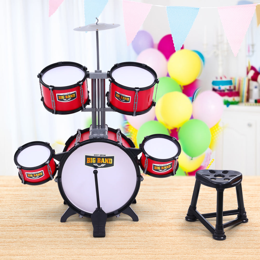 Keezi Kids 7 Drum Set Junior Drums Kit Musical Play Toys Childrens Mini Big Band - House Things Baby & Kids