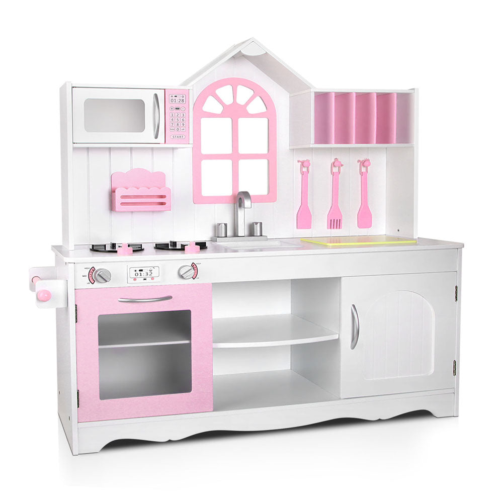 Kids Wooden Kitchen Play Set - White & Pink - House Things Baby & Kids > Toys