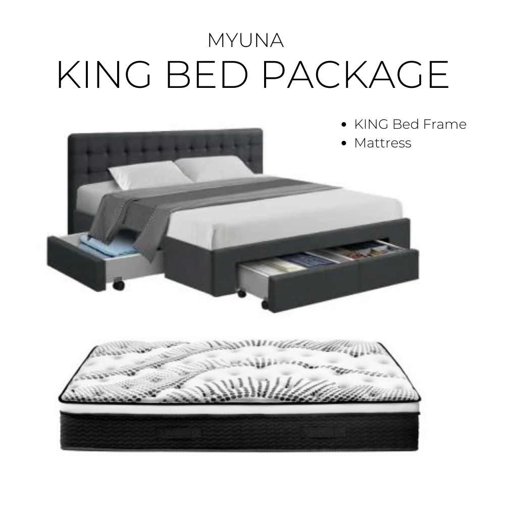 MYUNA King Bed & Mattress Package - House Things