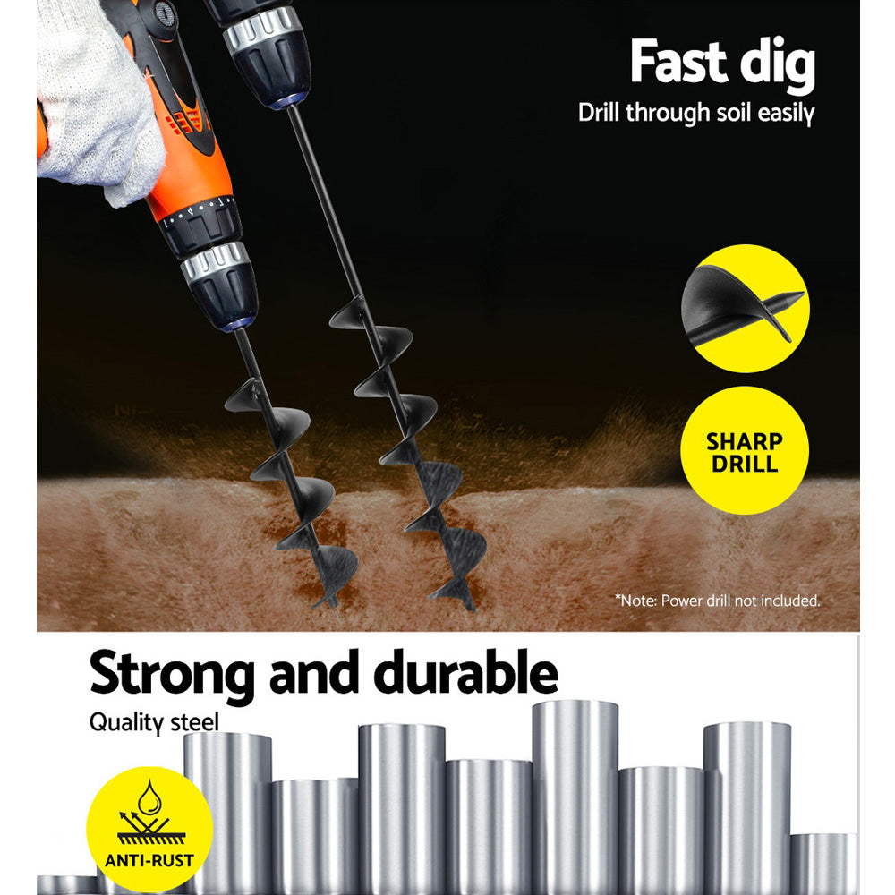 Power Garden Spiral Auger Hole Digger Earth Drill Bit Φ75x300 & 600mm - House Things Tools > Power Tools