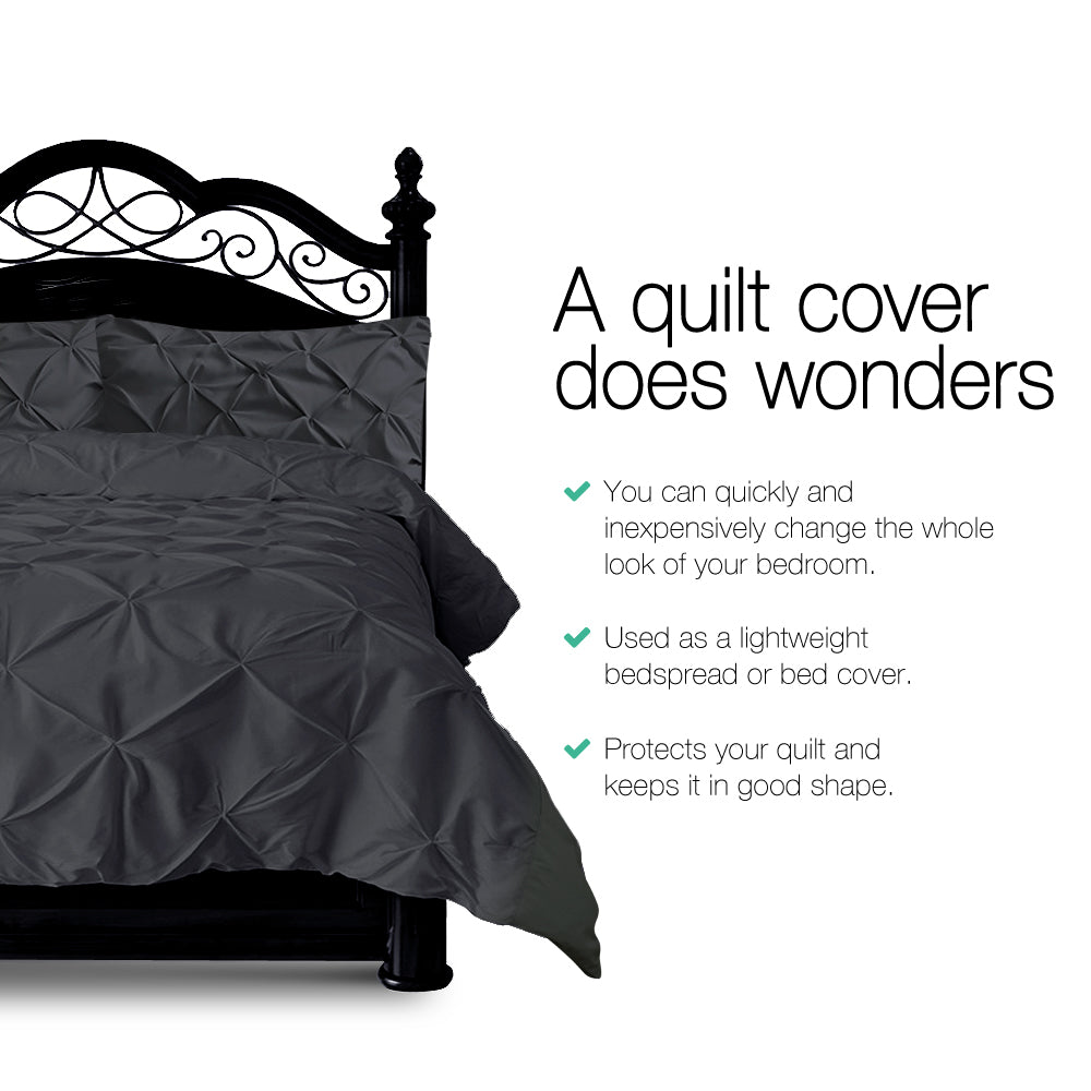 King Size Quilt Cover Set - Black - House Things Home & Garden > Bedding