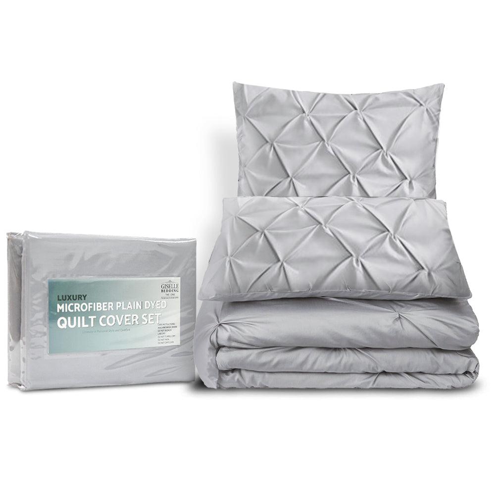 Giselle Bedding Queen Size Quilt Cover Set - Grey - House Things Home & Garden > Bedding