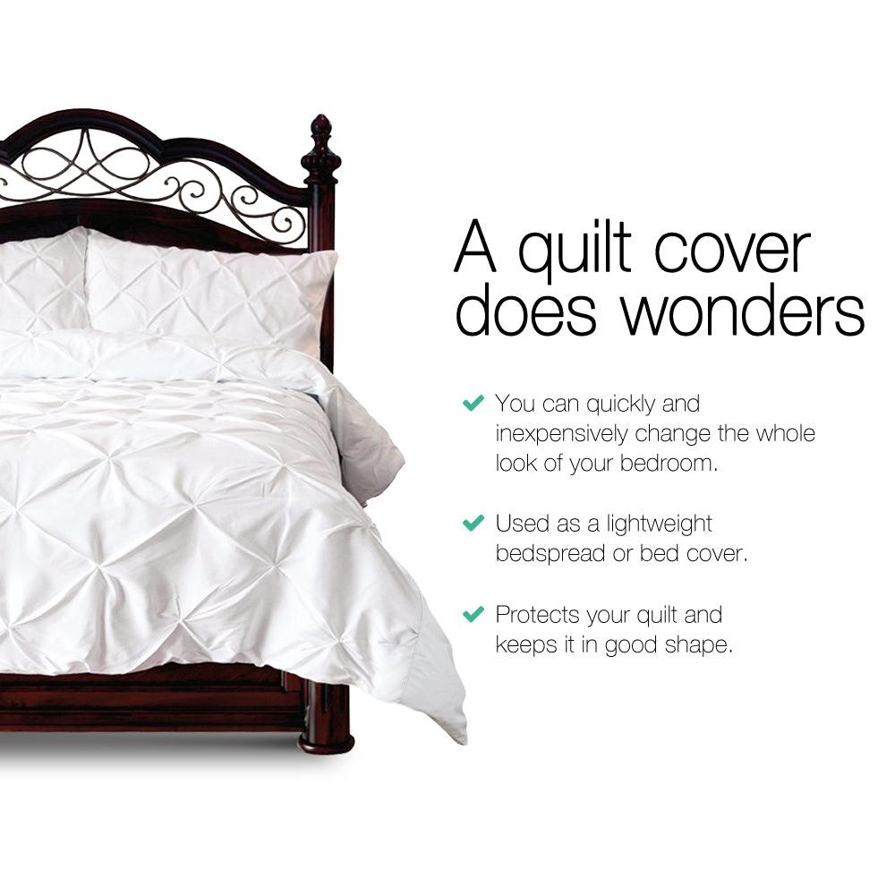 Bedding King Size Quilt Cover Set - White - House Things 