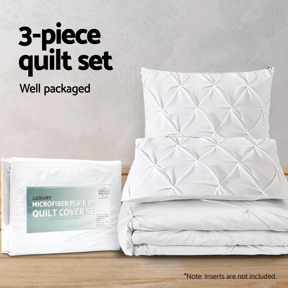 Bedding King Size Quilt Cover Set - White - House Things 