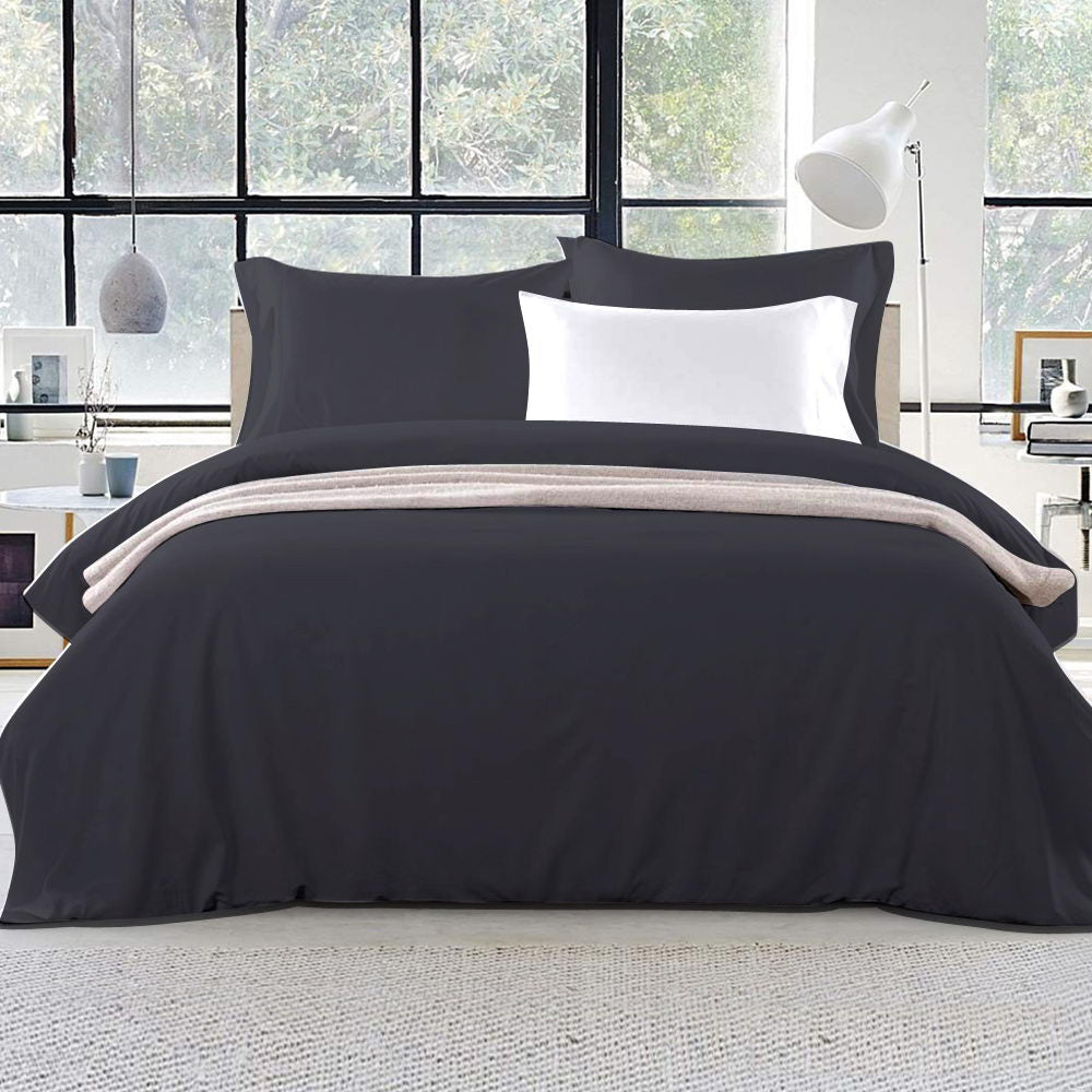 Queen Size Classic Quilt Cover Set - Black - House Things Home & Garden > Bedding