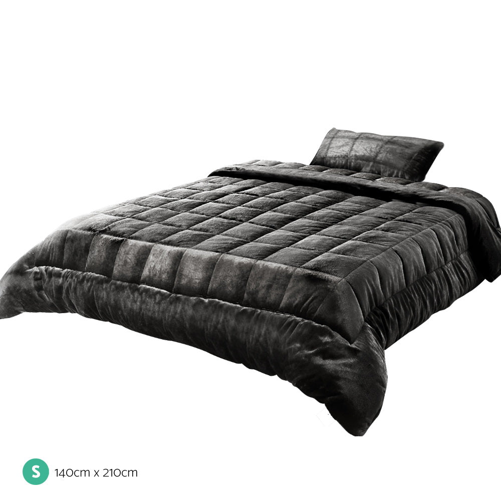 Giselle Bedding Faux Mink Quilt Single Size Charcoal - House Things Home & Garden > Bedding